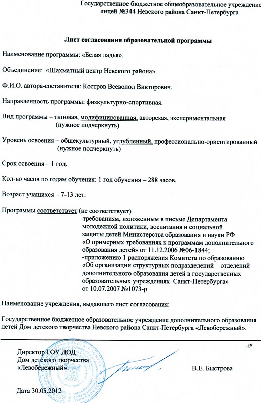 Программа обучение игре в шахматы в школе на 288 часов